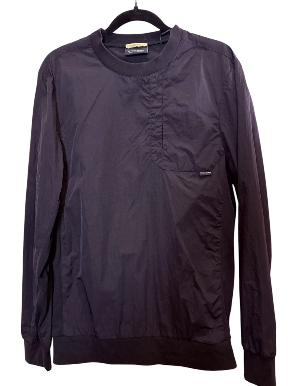 Scotch & Soda Black Nylon Long-Sleeve Sporty Crewneck Lightweight Windbreaker M